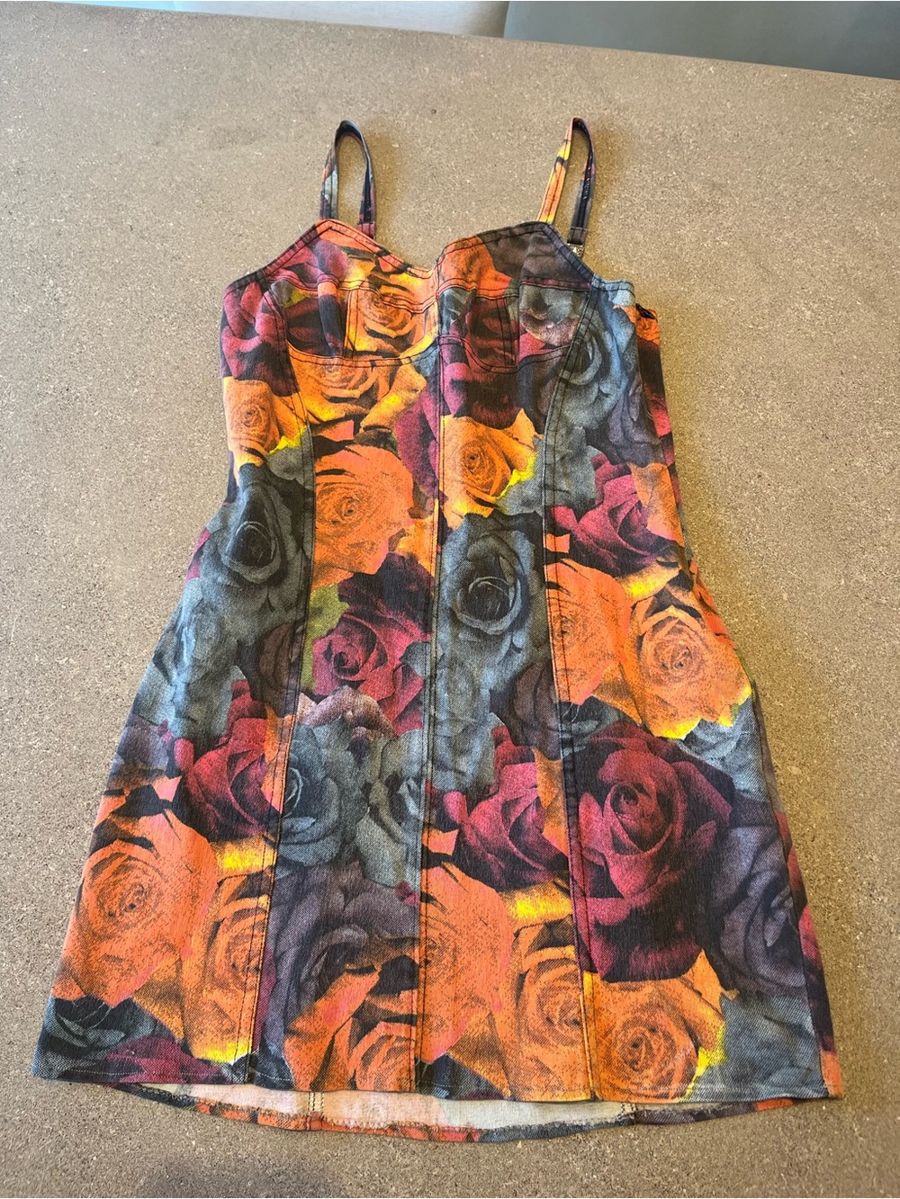 Vintage Y2K Bustier Denim Dress with rhinestones on back / probably Versace